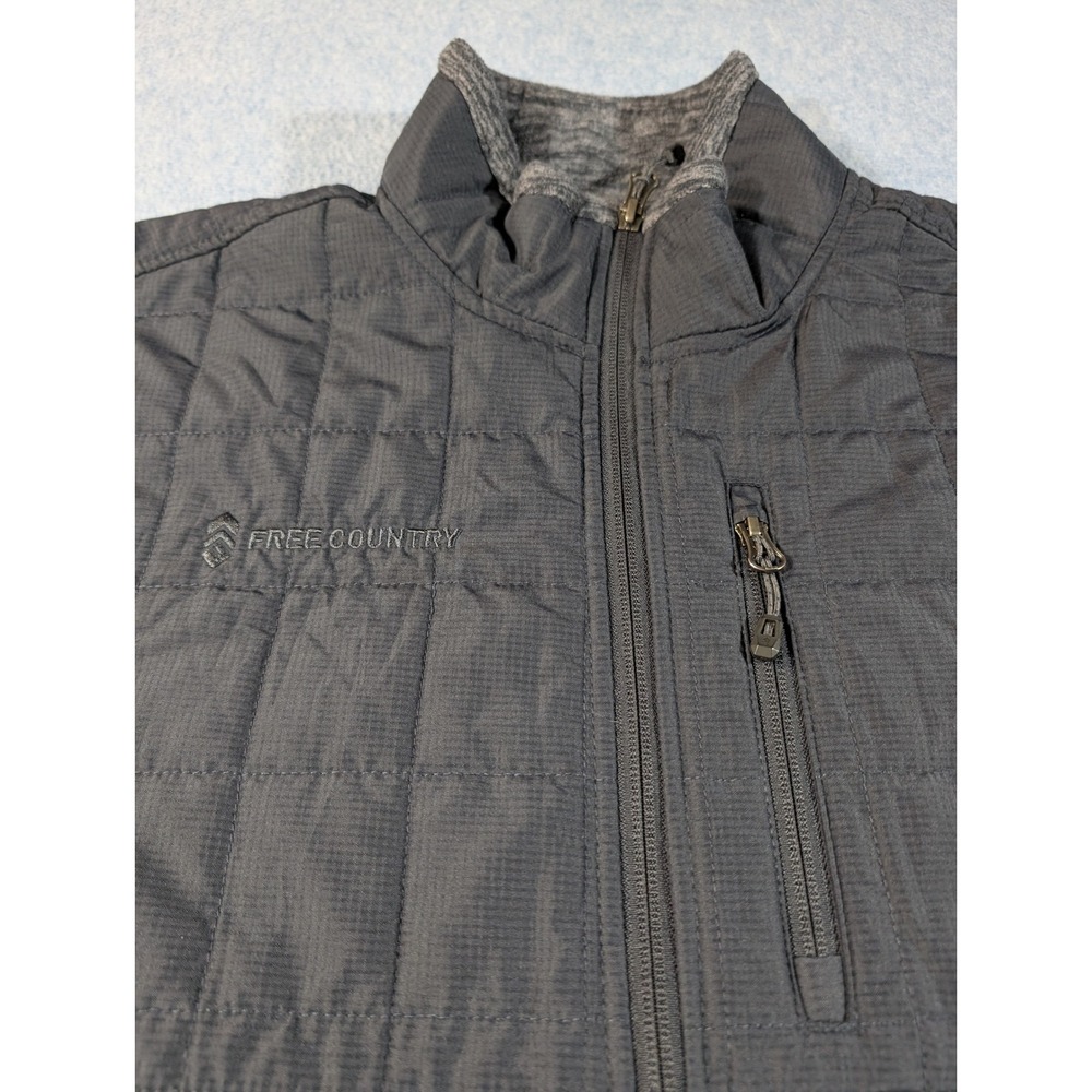 Free Country Mens Hybrid Fleece Jacket Gray Quilted Full Zip 268-M93337S Small - Picture 3 of 9